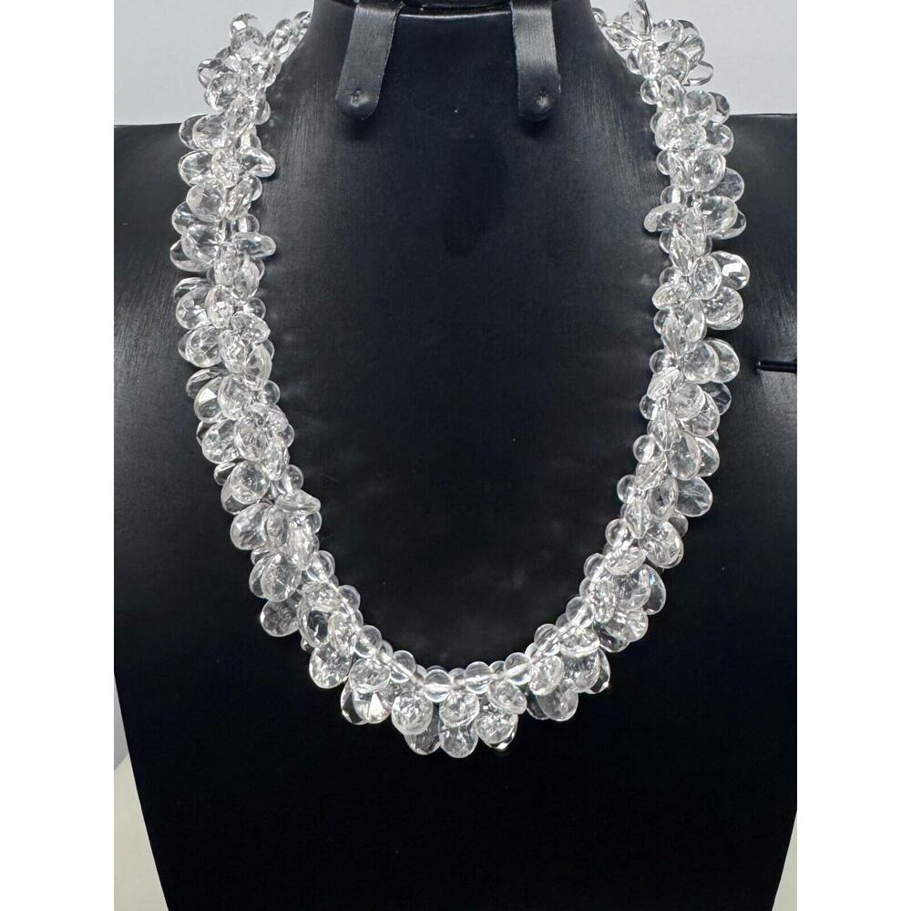 Vintage Hong Kong Clear Acrylic Cluster Necklace 16” with Hook Closure